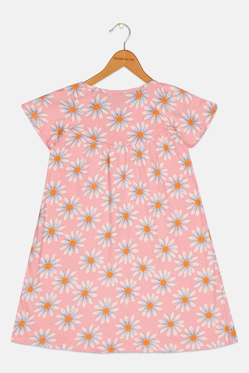 Hamleys Kids Girl Short Sleeve Floral Print Dress, Multicolor - Image 3